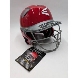 Easton Natural 2-Tone Batting Helmet with Mask Red Silver Senior 6032710
